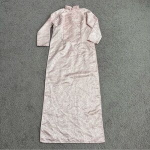 Womens Vietnamese Ao Dai Casual Light Pink Brocade